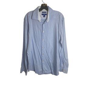EGARA MEN'S MODERN FIT LIGHT BLUE COTTON BUTTON-DOWN DRESS SHIRT SZ L